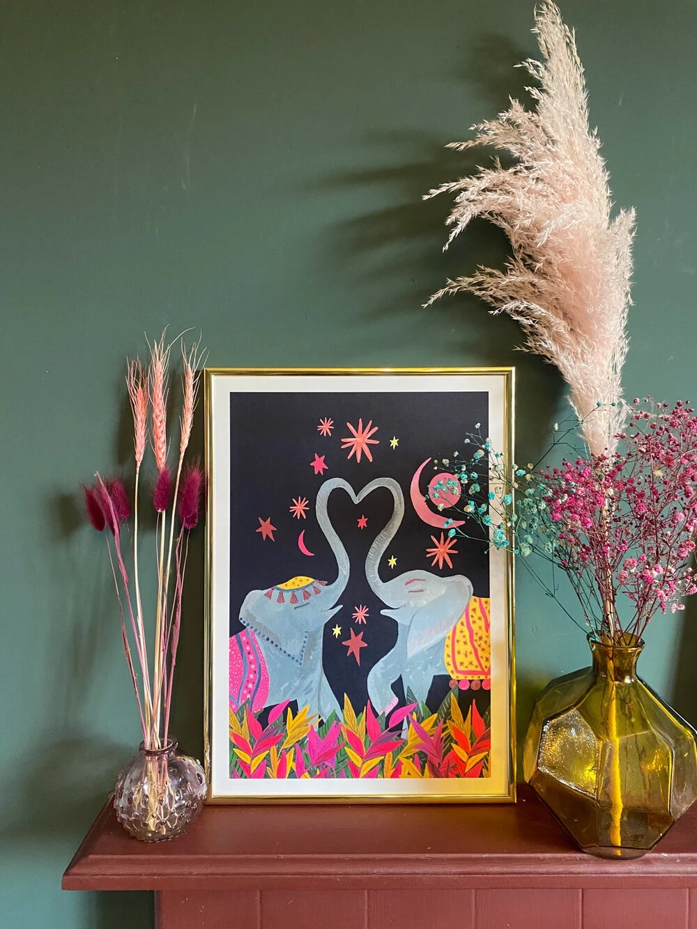 Dancing Elephants Under The Stars – A3 Art Print 2 Dancing Elephants Under The Stars – A3 Art Print - Image 2