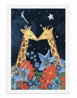 Giraffes In The Moonlight – A3 Art Print