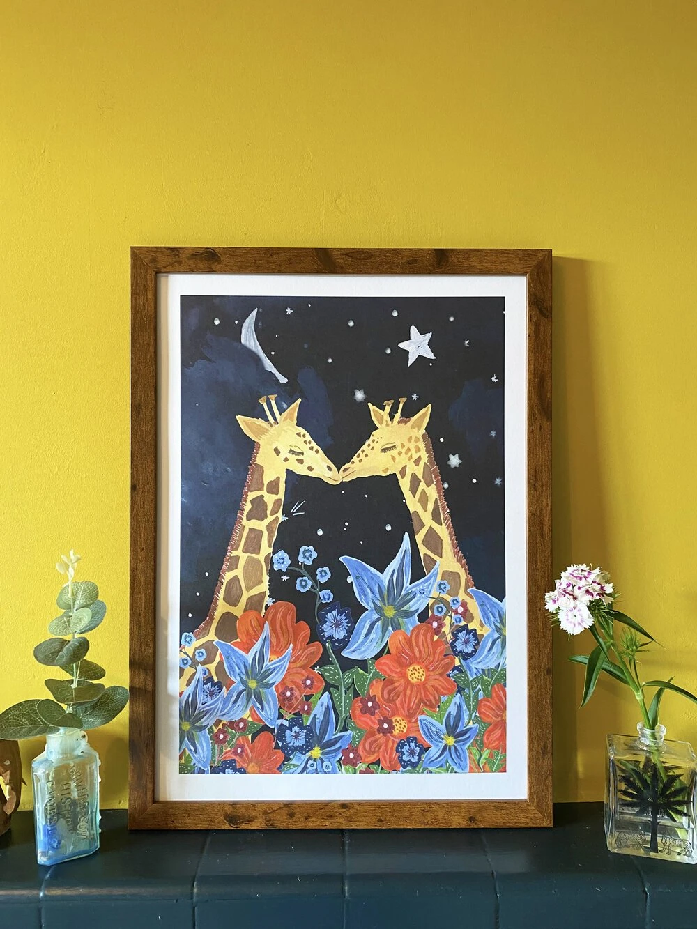 Giraffes In The Moonlight – A3 Art Print 2 Giraffes In The Moonlight – A3 Art Print - Image 2
