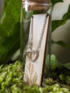 Infinity Heart Sterling Silver Necklace In Glass Terrarium Tube