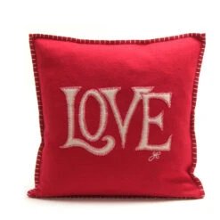 Red Wool Love Cushion