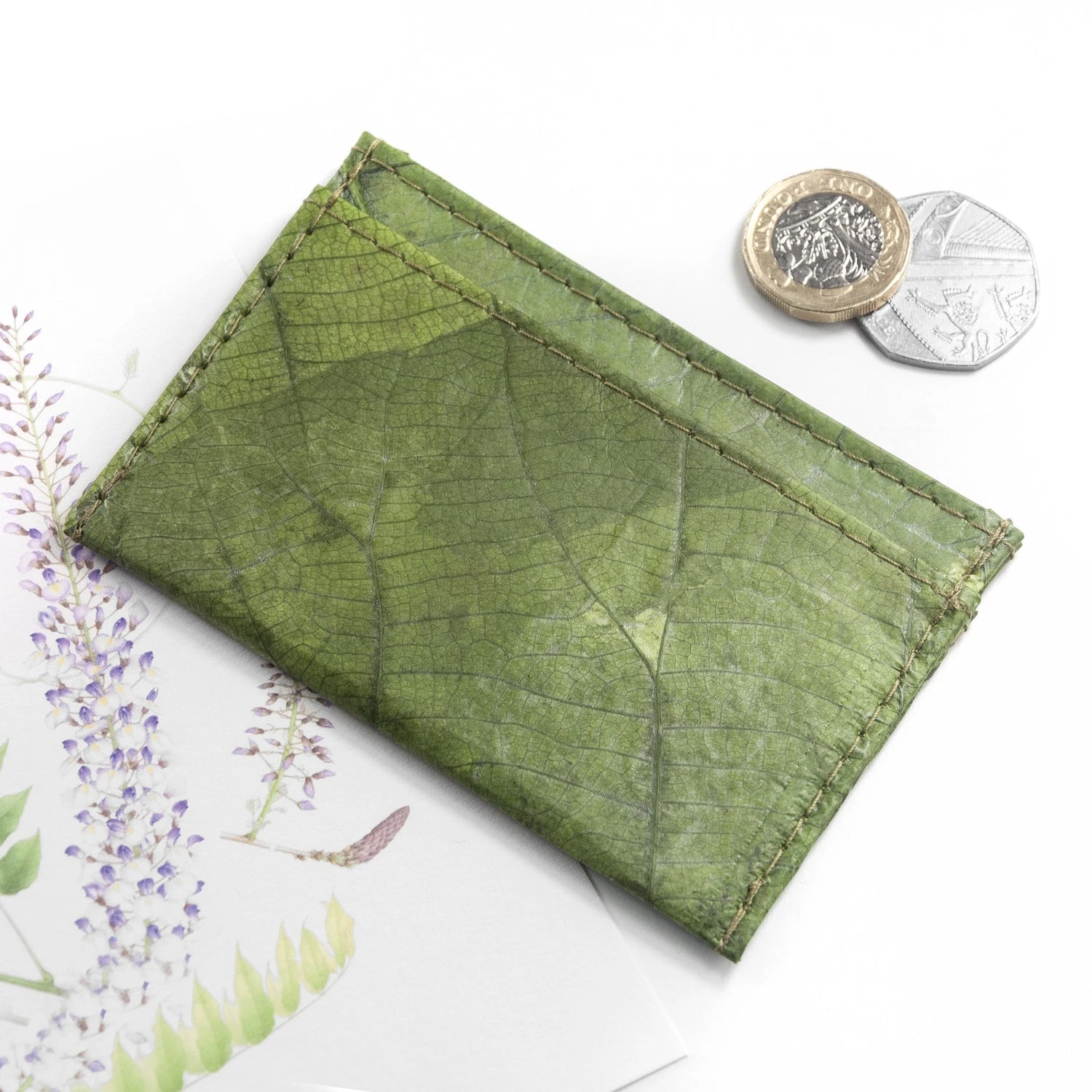 Leaf Leather Cardholder – Green 1 Leaf Leather Cardholder – Green