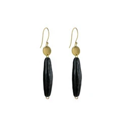 Ocean Long Squash Earrings – Black