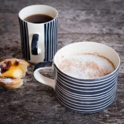 Handmade Sgraffito Wide Ceramic Mug – Rose -Household Decoration Shop Lifestyle Graphite Sgrafitto Stripe Demi Mug and Musango Mug group shot 2