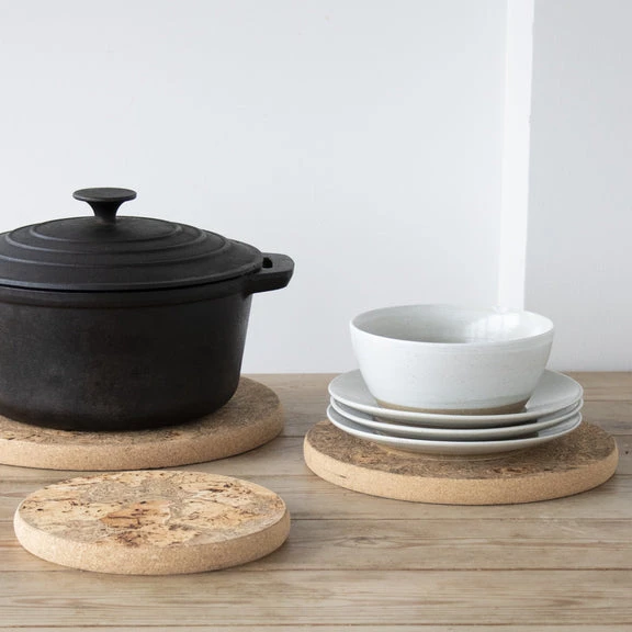 Ice Grey Round Cork Trivet 2 Ice Grey Round Cork Trivet - Image 2