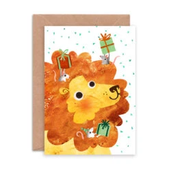 Lion And Mice Birthday Greetings Card