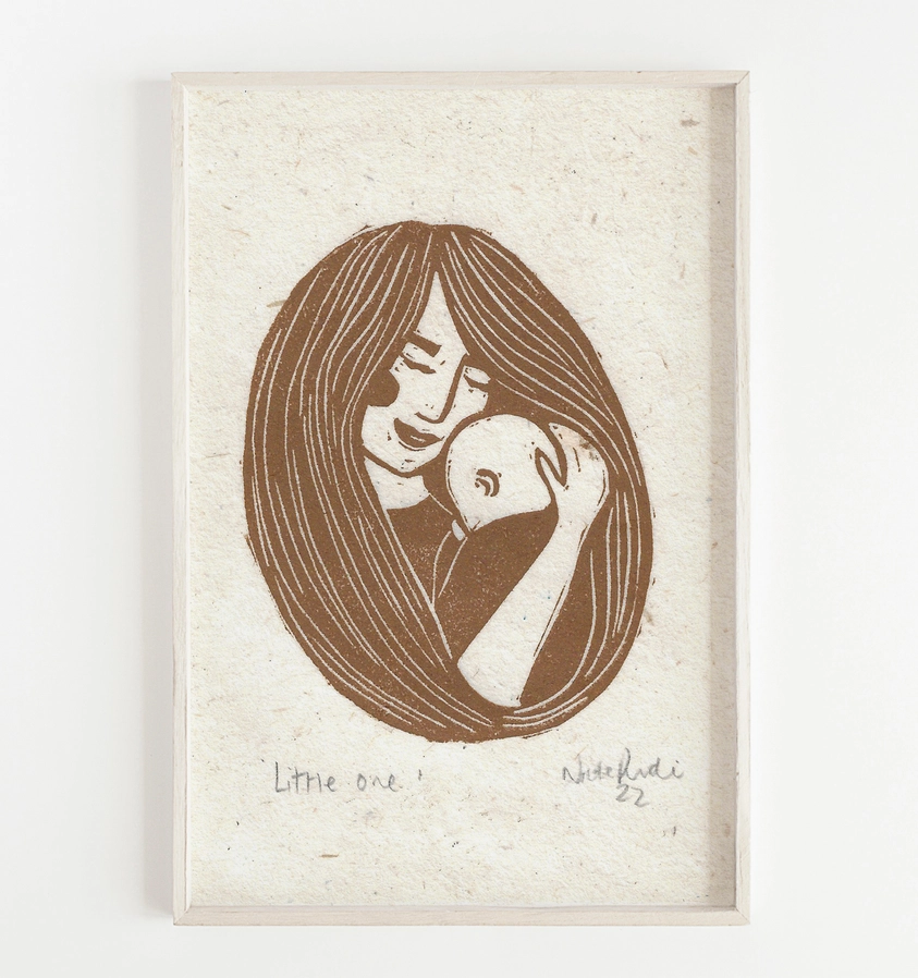 Little One A6 Lino Print