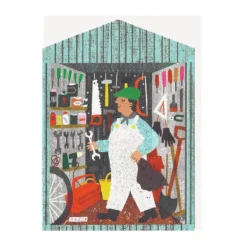 Man In Shed Die Cut Greeting Card -Household Decoration Shop Man in shed greeting card the printed peanut
