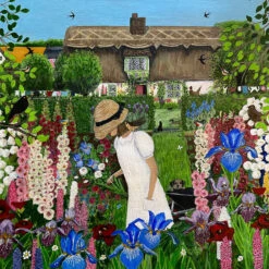 Irises And Swallows Greeting Card