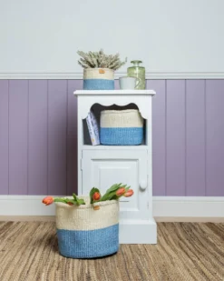 Mkoa Sky Blue Block Basket – XSmall -Household Decoration Shop Mkoa Sky Blue block basket cut out the basket room group lifestyle