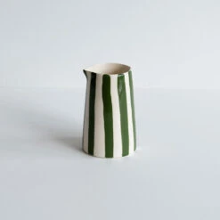 Handmade Moss Green Creamer Jug – Candy Stripe