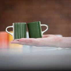 Handmade Espresso Mug – Moss Green – Plain Wash