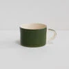 Handmade Moss Green Wide Mug – Plain Wash