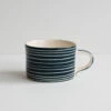 Handmade Teal Wide Mug – Sgraffito Stripe