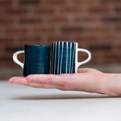 Handmade Espresso Mug – Teal Plain Wash