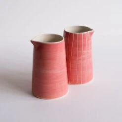 Rose Sgraffito Stripe Creamer Jug -Household Decoration Shop Musango Jug Creamer Duo Rose Pink