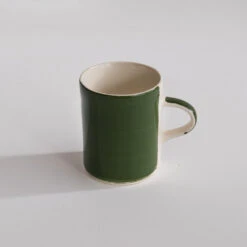 Handmade Moss Green Demi Mug – Plain Wash
