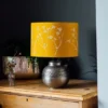Floral Design Linen Lampshade – Mustard 20cm (lampbase Fitting)