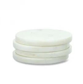 White Esa Marble Coasters – Set Of 4 1 White Esa Marble Coasters – Set Of 4