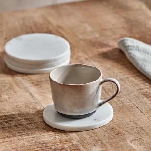 White Esa Marble Coasters – Set Of 4 2 White Esa Marble Coasters – Set Of 4 - Image 2