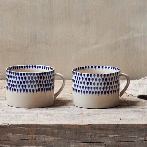 Indigo Drop Pattern Mug – Set Of 2 2 Indigo Drop Pattern Mug – Set Of 2 - Image 2