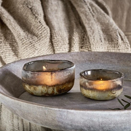 Janka Glass Tealights – Charcoal – Set Of 2 2 Janka Glass Tealights – Charcoal – Set Of 2 - Image 2
