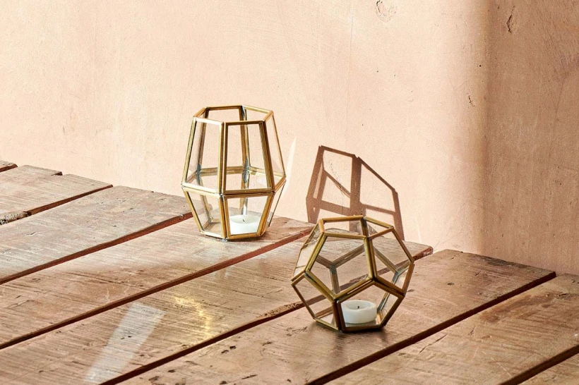 Brass Menni Lantern Hexagon 2 Brass Menni Lantern Hexagon - Image 2