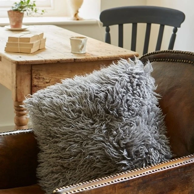 Yetti Sheepskin Cushion In Pewter 1 Yetti Sheepskin Cushion In Pewter