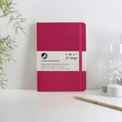 Recycled Leather A5 Journal Lined Notebook – Pink
