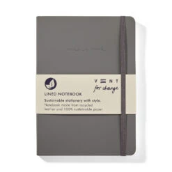 Recycled Leather A5 Lined Notebook – Elephant Grey