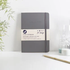 Recycled Leather A5 Lined Notebook – Elephant Grey -Household Decoration Shop Recycled Leather A5 lined notebook Elephant Grey Main Shop Image