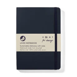Recycled Leather A5 Lined Notebook – Navy Blue