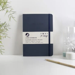 Recycled Leather A5 Lined Notebook – Navy Blue -Household Decoration Shop Recycled Leather A5 lined notebook Navy Blue Main Shop Image
