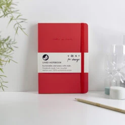 Recycled Leather A5 Lined Notebook – Red -Household Decoration Shop Recycled Leather A5 lined notebook Red Main Shop Image