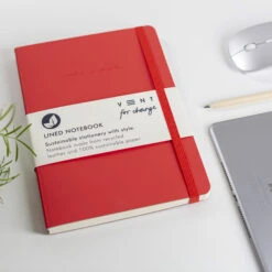 Recycled Leather A5 Lined Notebook – Red -Household Decoration Shop Recycled Leather A5 lined notebook Red Secondary