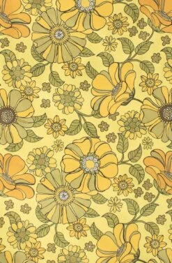 Reusable Medium Shopping Bag – Retro Flowers -Household Decoration Shop Retro Flowers yellow Medium Reusable Bag detail image Kind Bag Co