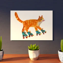 Cat On Roller Skates A4 Art Print -Household Decoration Shop RollerCat print A3 landscape rosie webb lifestyle2