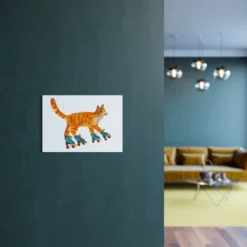 Cat On Roller Skates A4 Art Print -Household Decoration Shop RollerCat print A3 landscape rosie webb lifestyle3