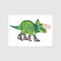 Triceratops In High Tops Art Print