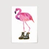 Flamingo In Black Boots Art Print