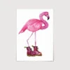 Flamingo In Cherry Red Boots Art Print