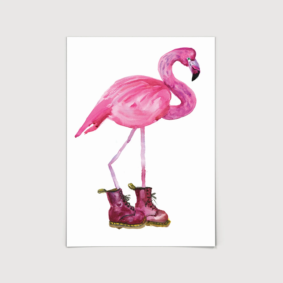 Flamingo In Cherry Red Boots Art Print 1 Flamingo In Cherry Red Boots Art Print