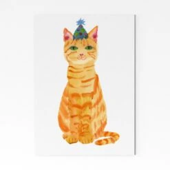 Ginger Party Cat A4 Art Print