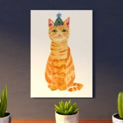 Ginger Party Cat A4 Art Print -Household Decoration Shop Rosie Webb Ginger Party Cat Lifestyle 1