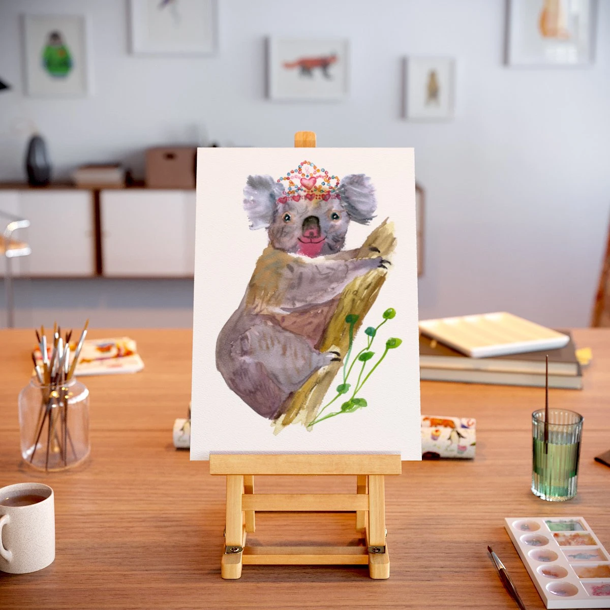 Koala In Tiara A4 Art Print 2 Koala In Tiara A4 Art Print - Image 2