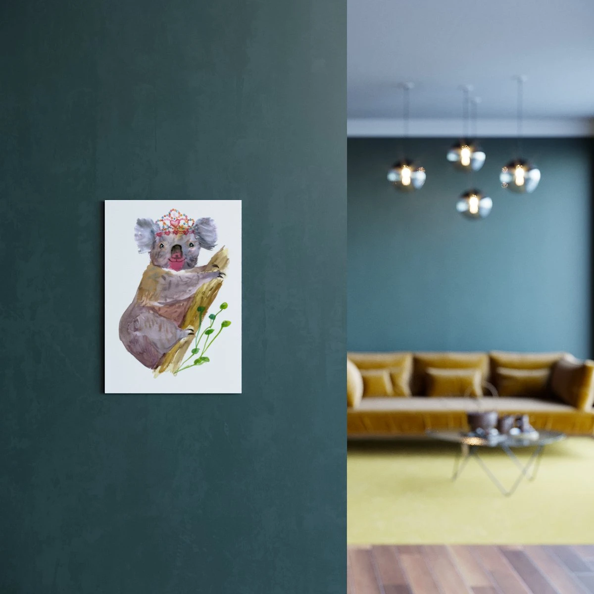 Koala In Tiara A4 Art Print 3 Koala In Tiara A4 Art Print - Image 3