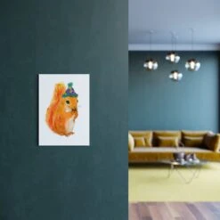 Party Squirrel A4 Art Print -Household Decoration Shop Rosie Webb Party Squirrel Art Print Lifestyle 1