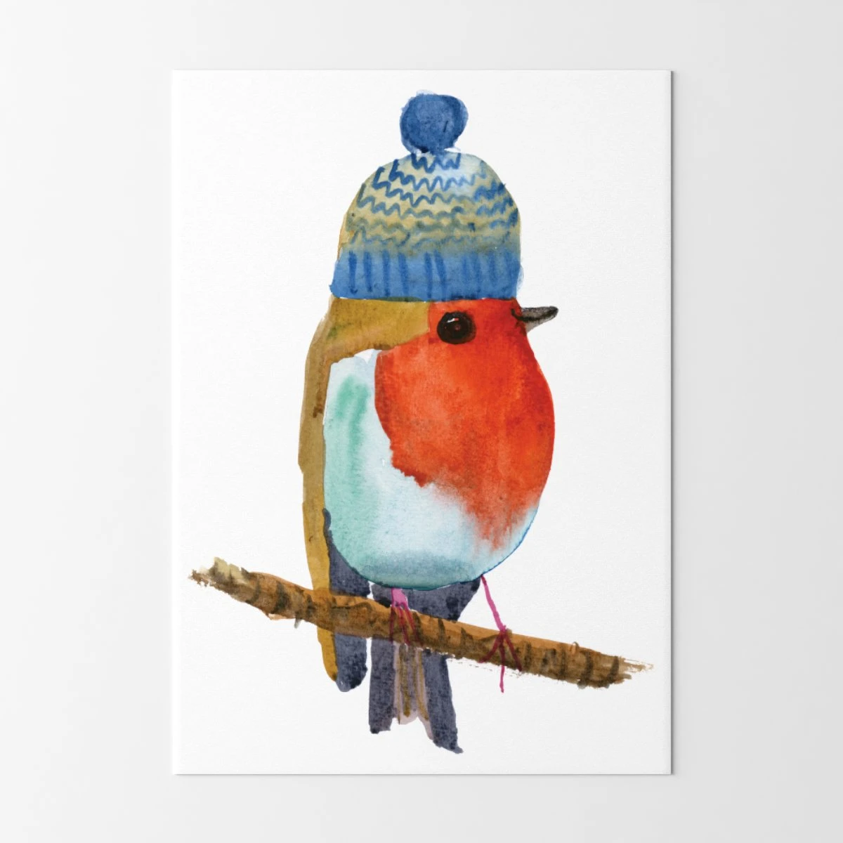 Robin In A Woolly Hat A4 Art Print 1 Robin In A Woolly Hat A4 Art Print