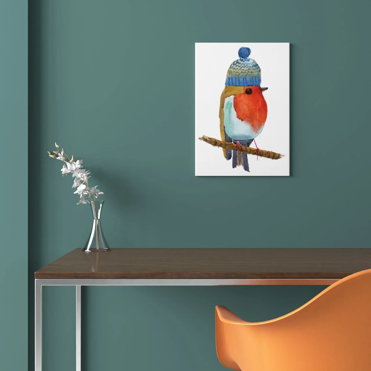 Robin In A Woolly Hat A4 Art Print 2 Robin In A Woolly Hat A4 Art Print - Image 2