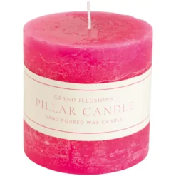 Rustic Pillar Candle Fuchsia Pink – 100 X 100mm